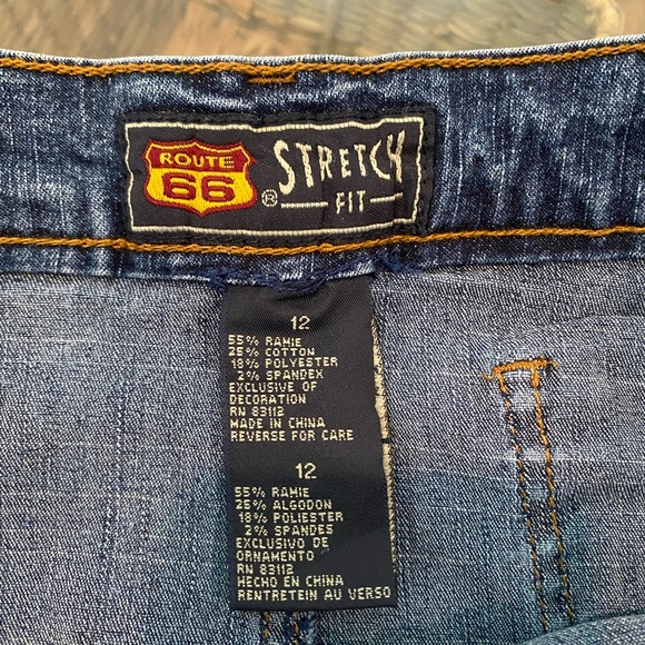 Route 66 faded Stretch Denim short skirt - Picture 3 of 9